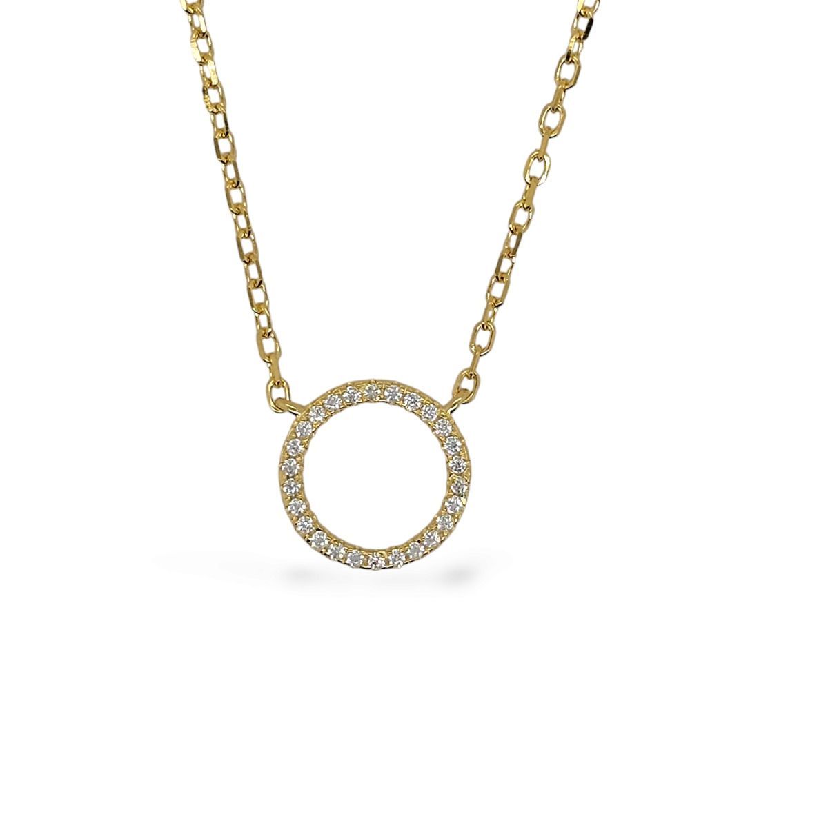 Gold on Sterling Silver CZ Circle Pendant
