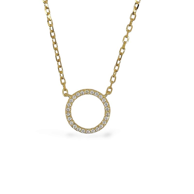 Gold on Sterling Silver CZ Circle Pendant