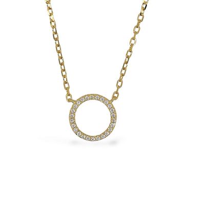 Gold on Sterling Silver CZ Circle Pendant