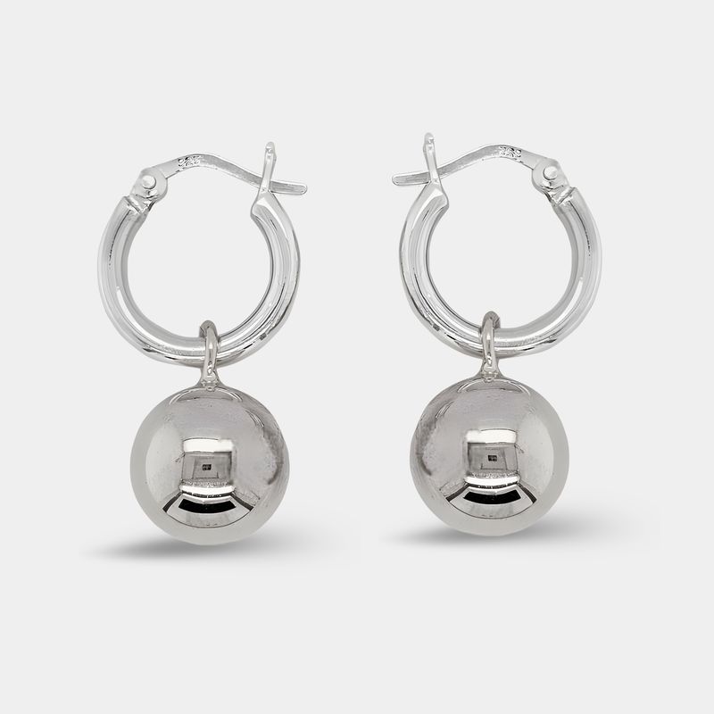 Sterling Silver Hoop & 12mm Ball Earrings Sterling Silver Hoop & 12mm Ball Earrings