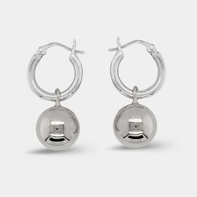 Sterling Silver Hoop & 12mm Ball Earrings Sterling Silver Hoop & 12mm Ball Earrings
