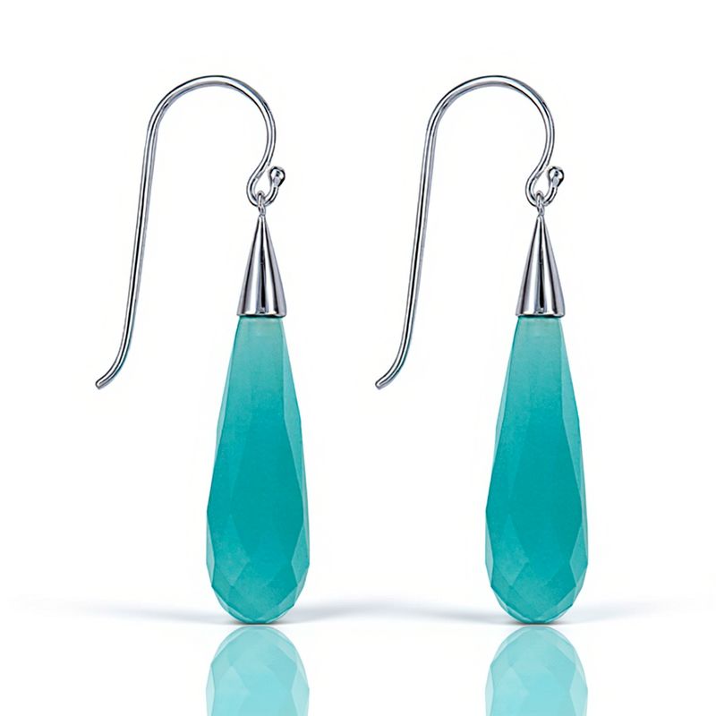 Sterling Silver Briolette Turquoise Drop Earrings Sterling Silver Briolette Turquoise Drop Earrings