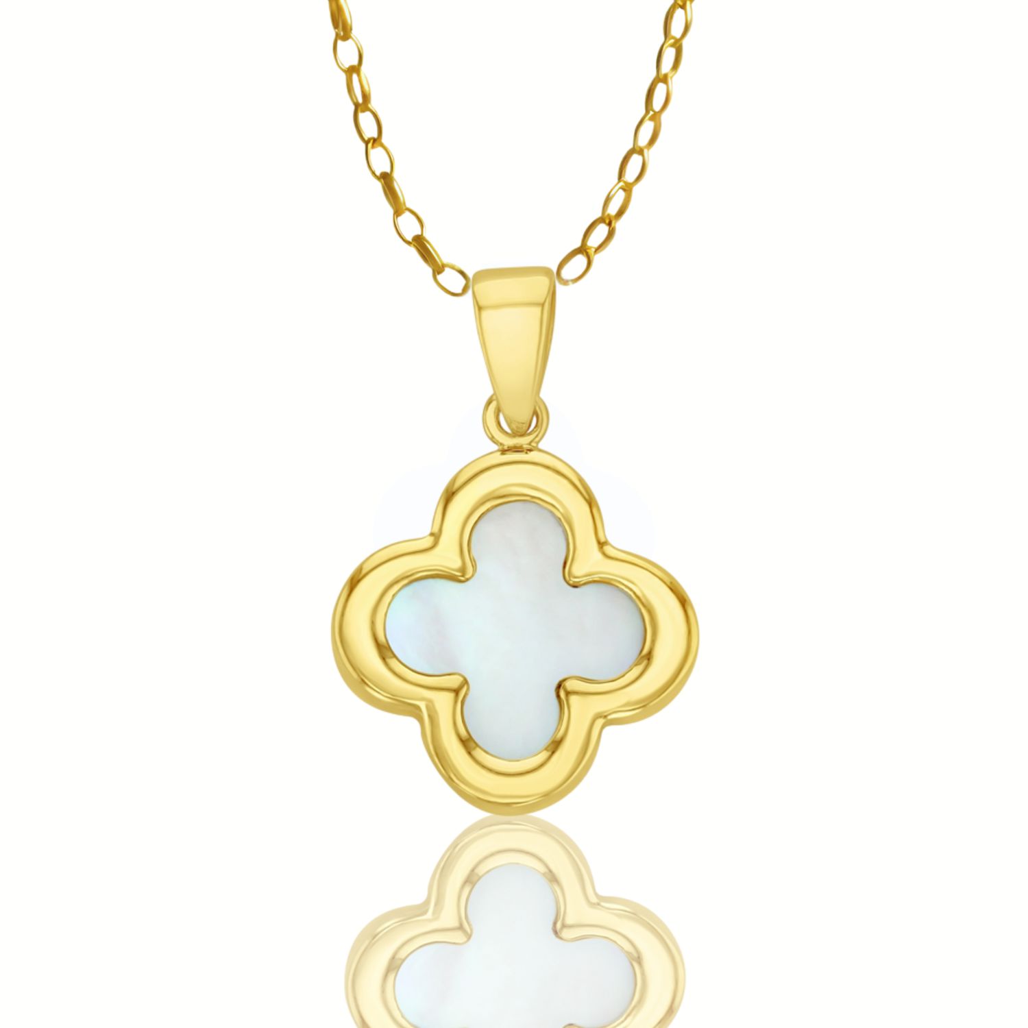 9ct Yellow Gold M.O.P Clover Pendant