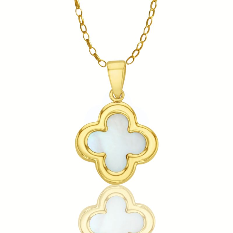9ct Yellow Gold M.O.P Clover Pendant