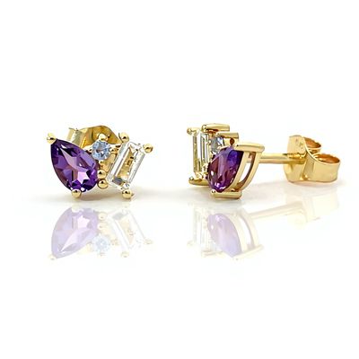 9ct Yellow Multi Stone Sunset Sorbet Stud Earrings