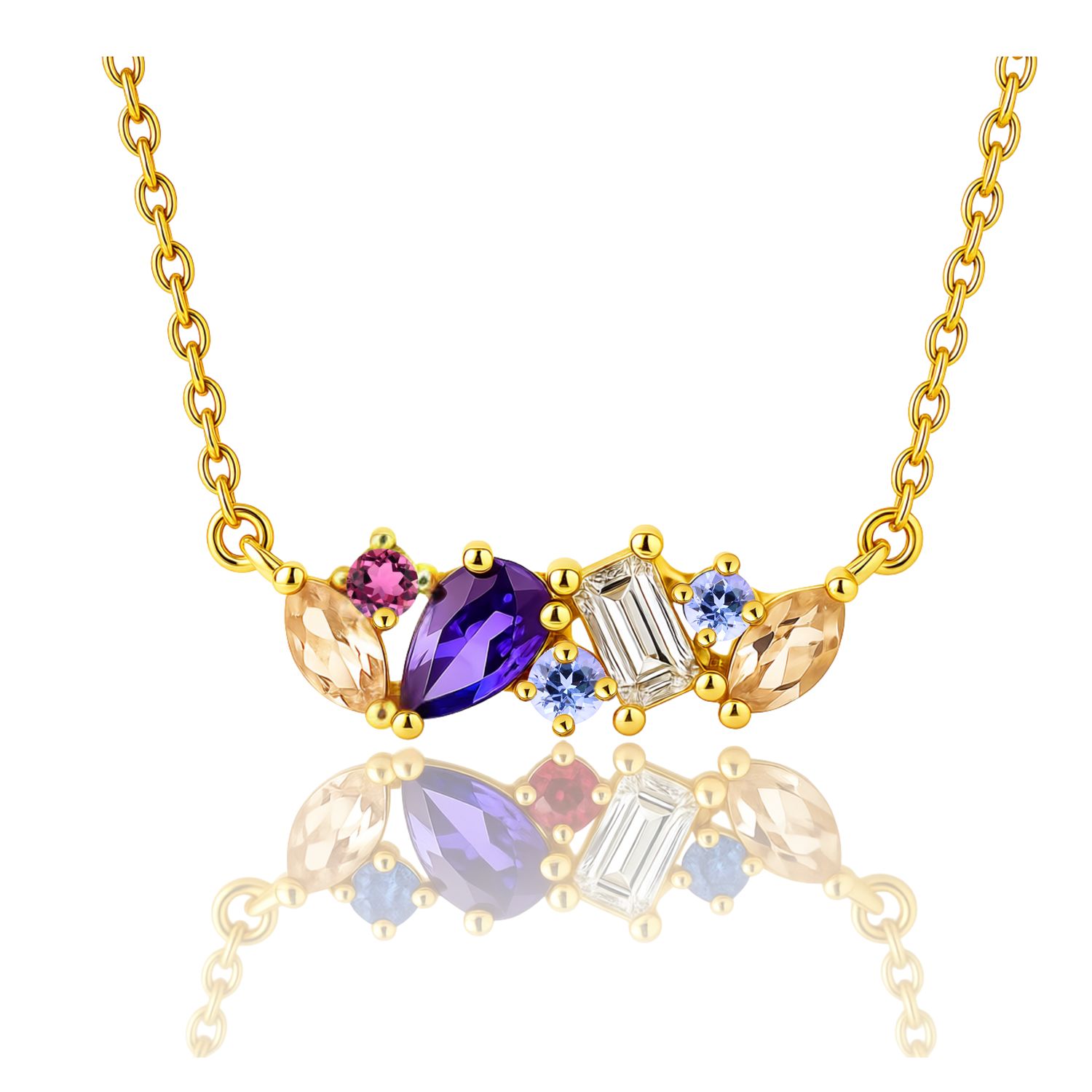 9ct Yellow Multi Stone Sunset Sorbet Necklace