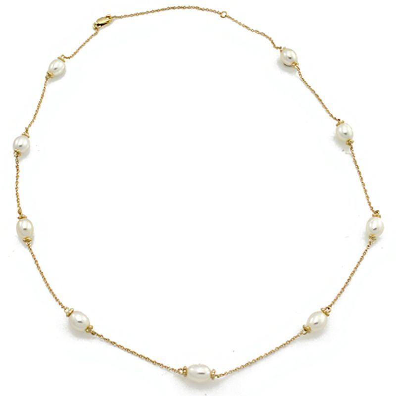 9ct Yellow & Oval Freshwater Pearl Necklace