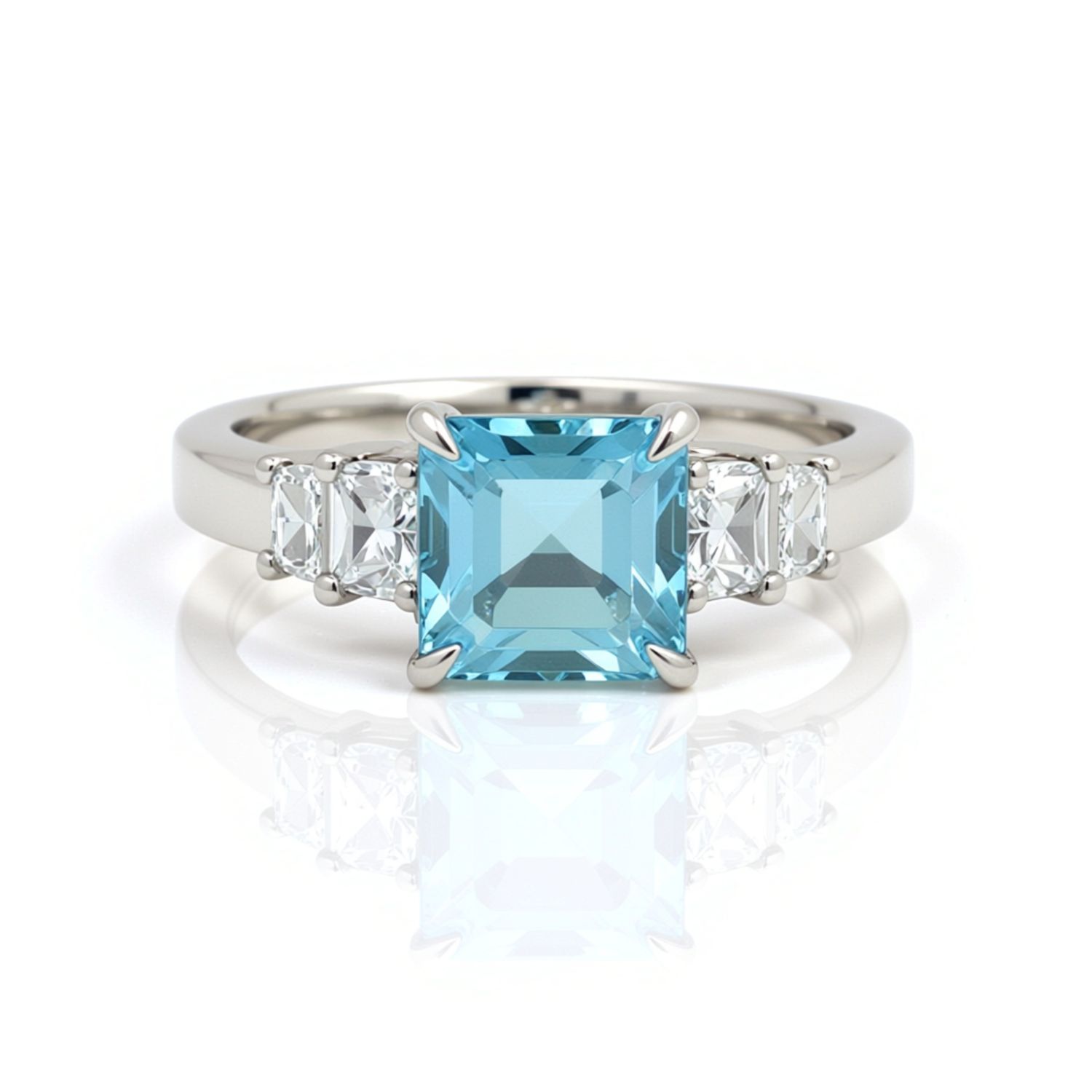 18ct White Gold Aquamarine & Diamond Ring