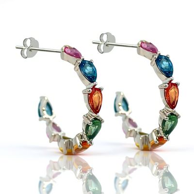 9ct White Gold Multi Coloured Sapphire Earrings