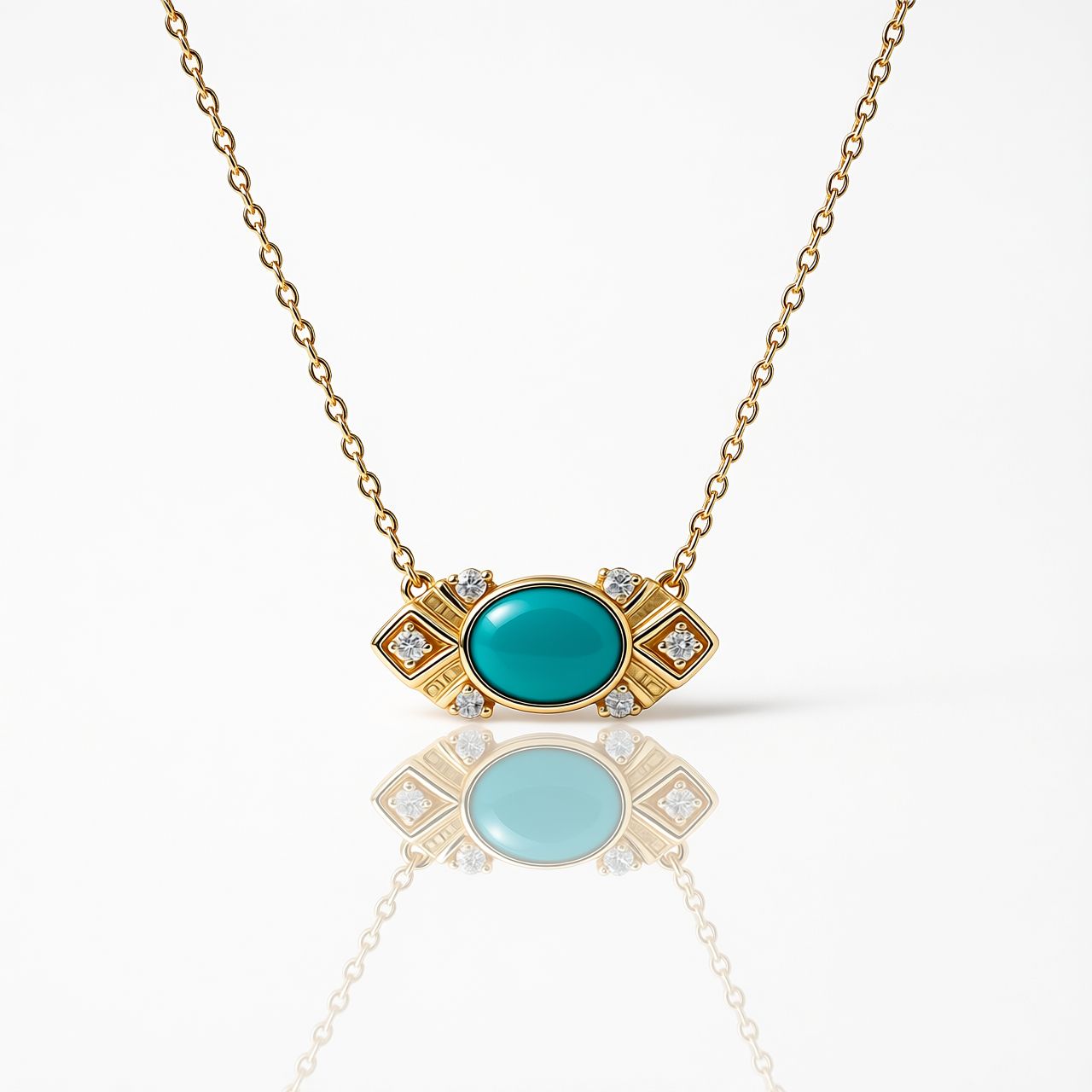 14ct Yellow Turquoise & Diamond Pendant 14ct Yellow Turquoise & Diamond Pendant