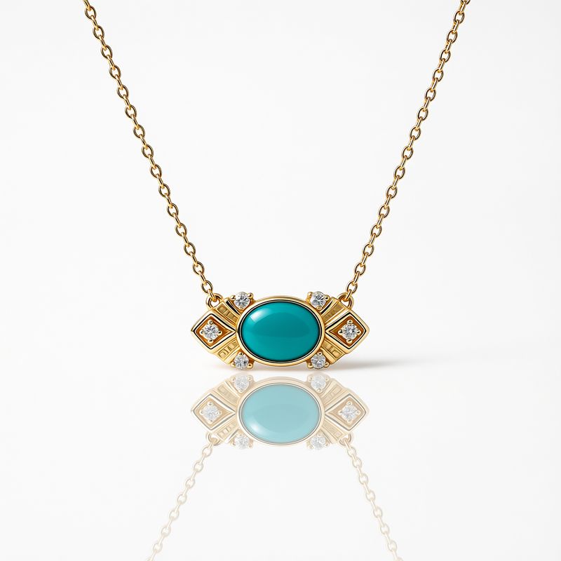 14ct Yellow Turquoise & Diamond Pendant