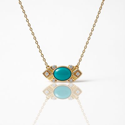 14ct Yellow Turquoise & Diamond Pendant 14ct Yellow Turquoise & Diamond Pendant
