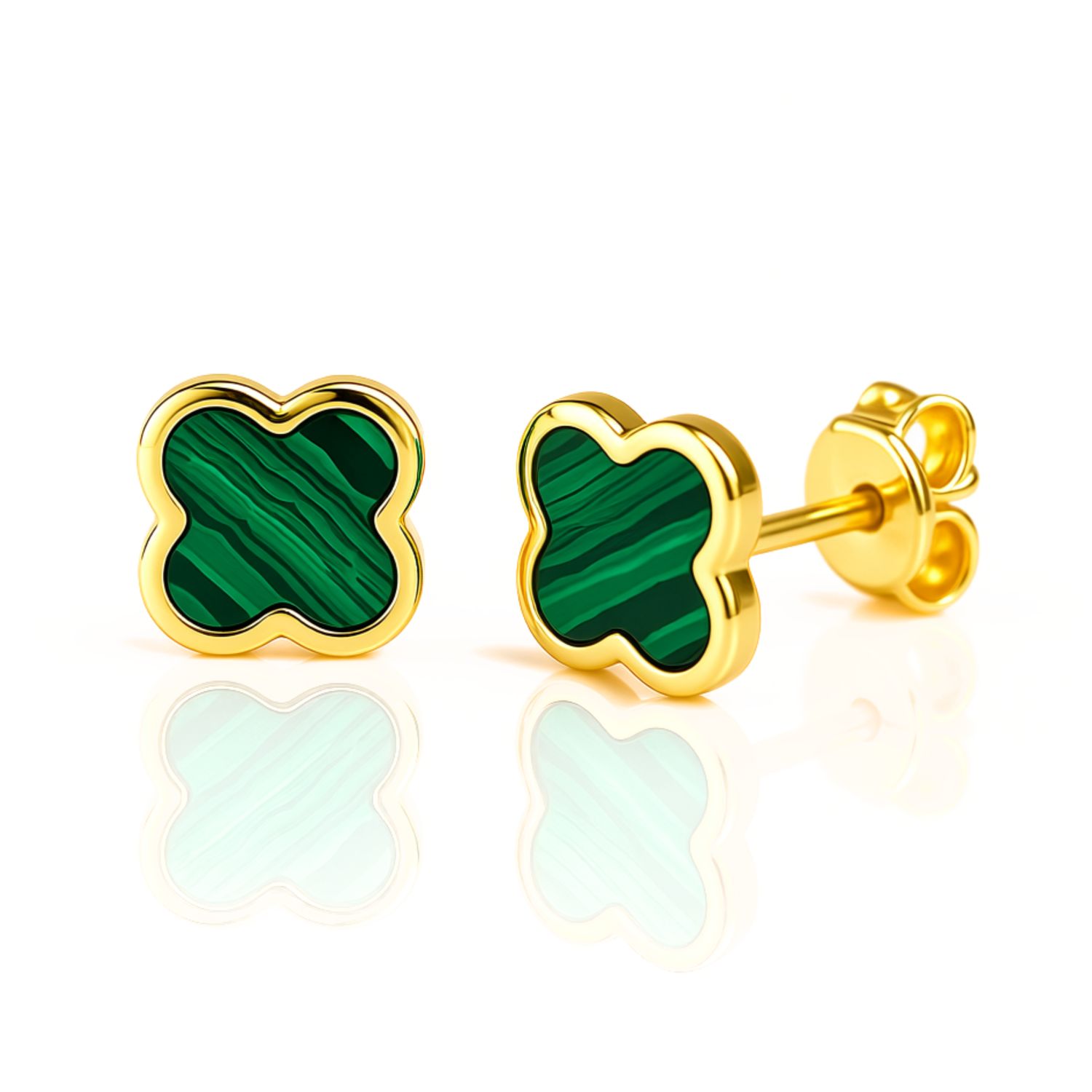 9ct Yellow Malachite Stud Earrings