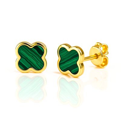 9ct Yellow Malachite Stud Earrings