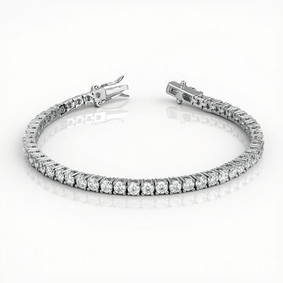 9ct White Gold LAB Tennis Bracelet (TDW = 6.00cts)