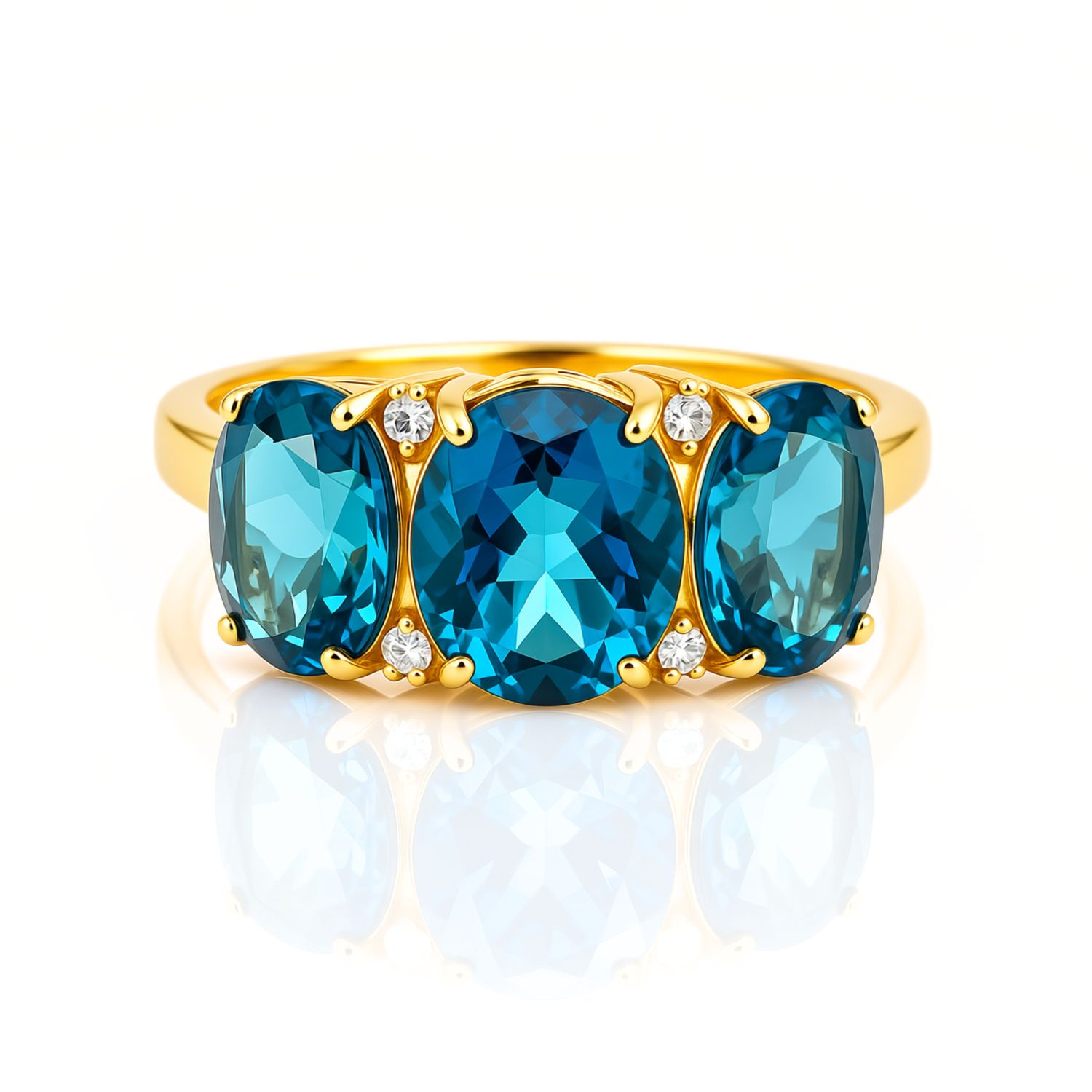 9ct Yellow Gold Topaz & Diamond Cocktail Ring
