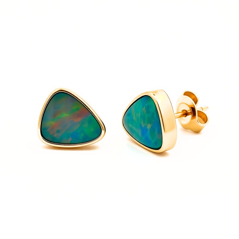 14ct Yellow Opal Stud Earrings 14ct Yellow Opal Stud Earrings