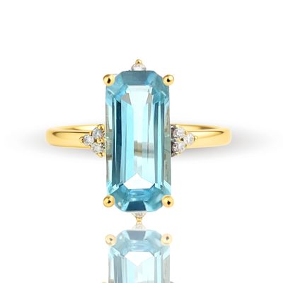 9ct Art Dec Inspired Topaz & Diamond Ring