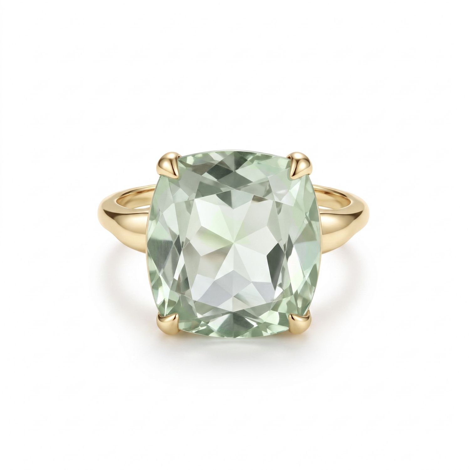 9ct Gold Cushion Cut Green Amethyst Cocktail Ring 9ct Gold Cushion Cut Green Amethyst Cocktail Ring