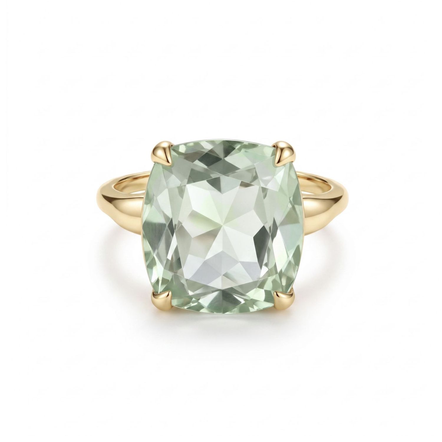 9ct Gold Cushion Cut Green Amethyst Cocktail Ring