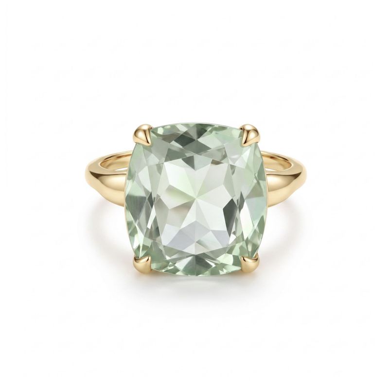9ct Gold Cushion Cut Green Amethyst Cocktail Ring 9ct Gold Cushion Cut Green Amethyst Cocktail Ring