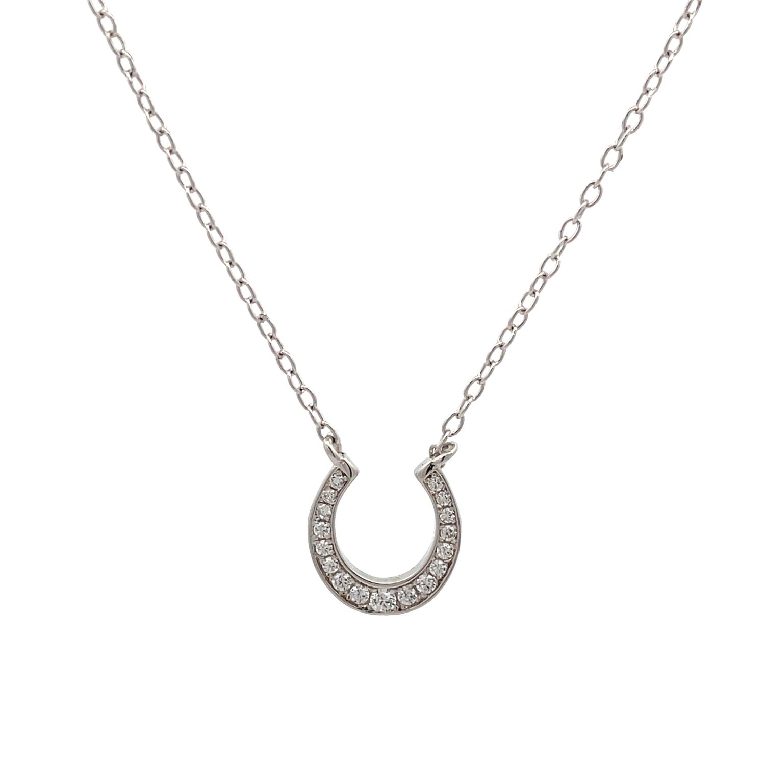 Sterling Silver CZ Horseshoe necklace, 45cm