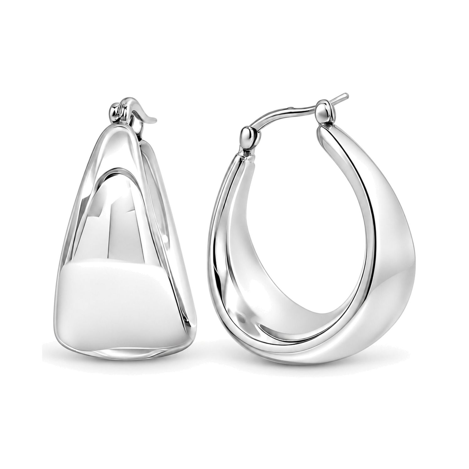 Sterling Silver Wide Creole Hoop Earrings