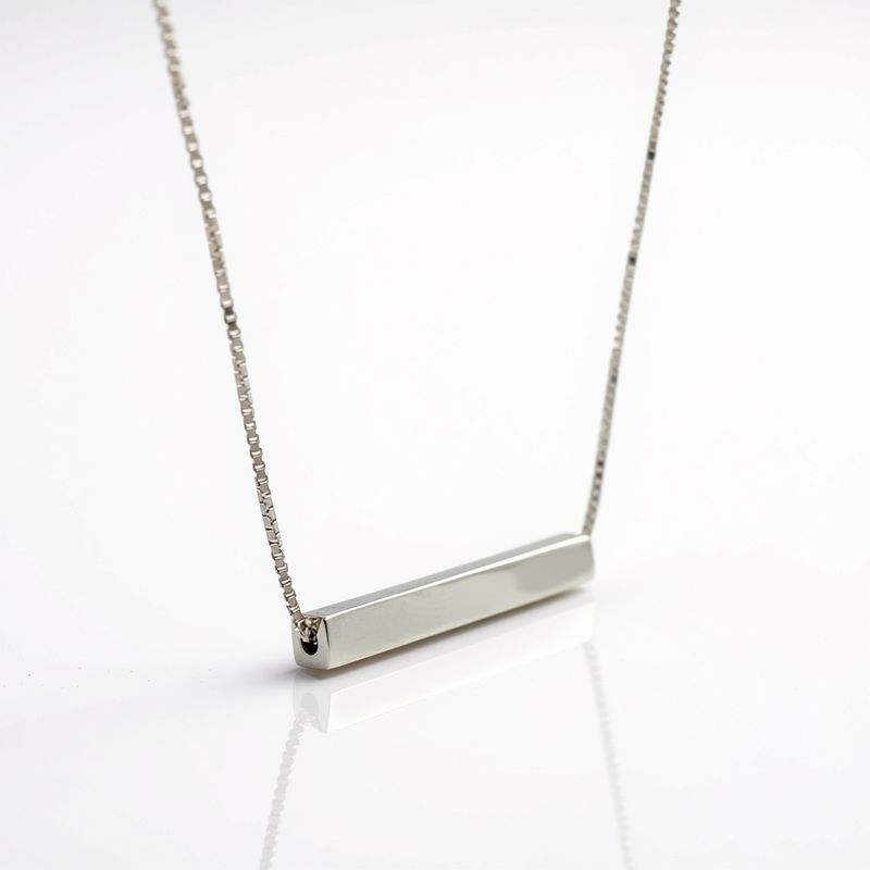 Sterling Silver Bar Necklace, 42 + 8cm