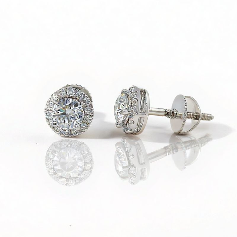 9ct LAB Diamond Halo Stud Earrings
