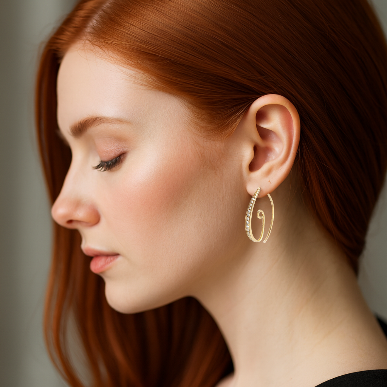 9ct Diamond Swirl Thread Earrings