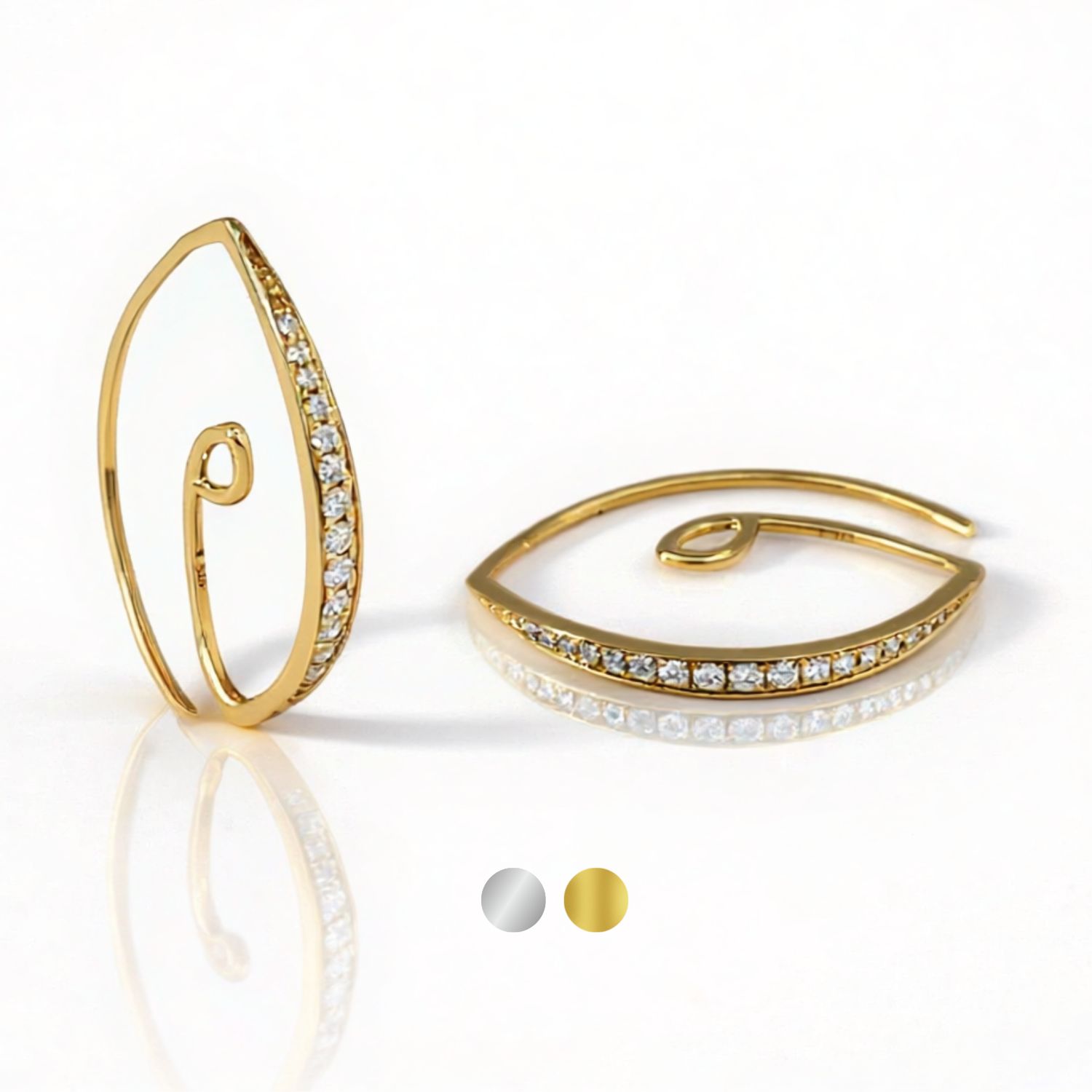 9ct Diamond Swirl Thread Earrings