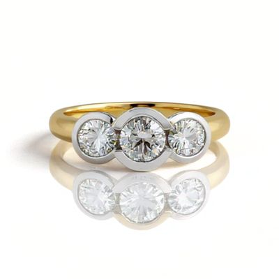 18ct Yellow Gold Diamond Trilogy Ring