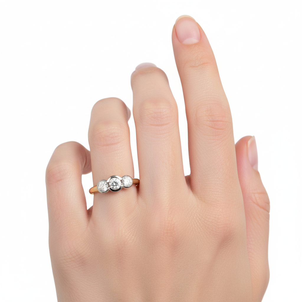 18ct Yellow Gold Diamond Trilogy Ring