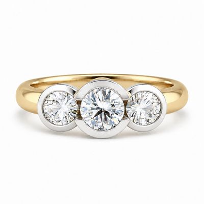 18ct Gold Diamond Bezel Trilogy Ring 18ct Gold Diamond Bezel Trilogy Ring