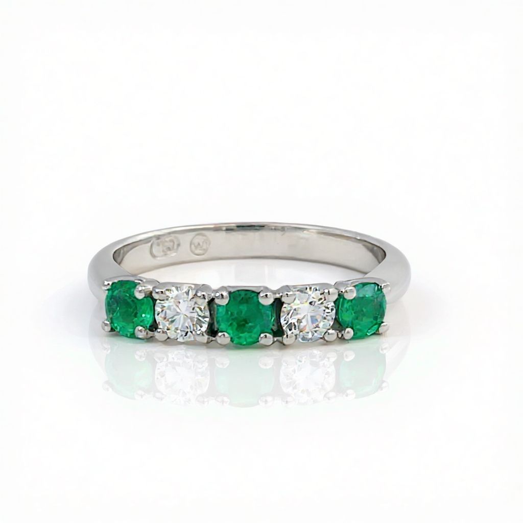 18ct Gold Emerald & Diamond Anniversary Ring
