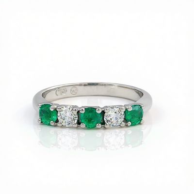 18ct Gold Emerald & Diamond Anniversary Ring