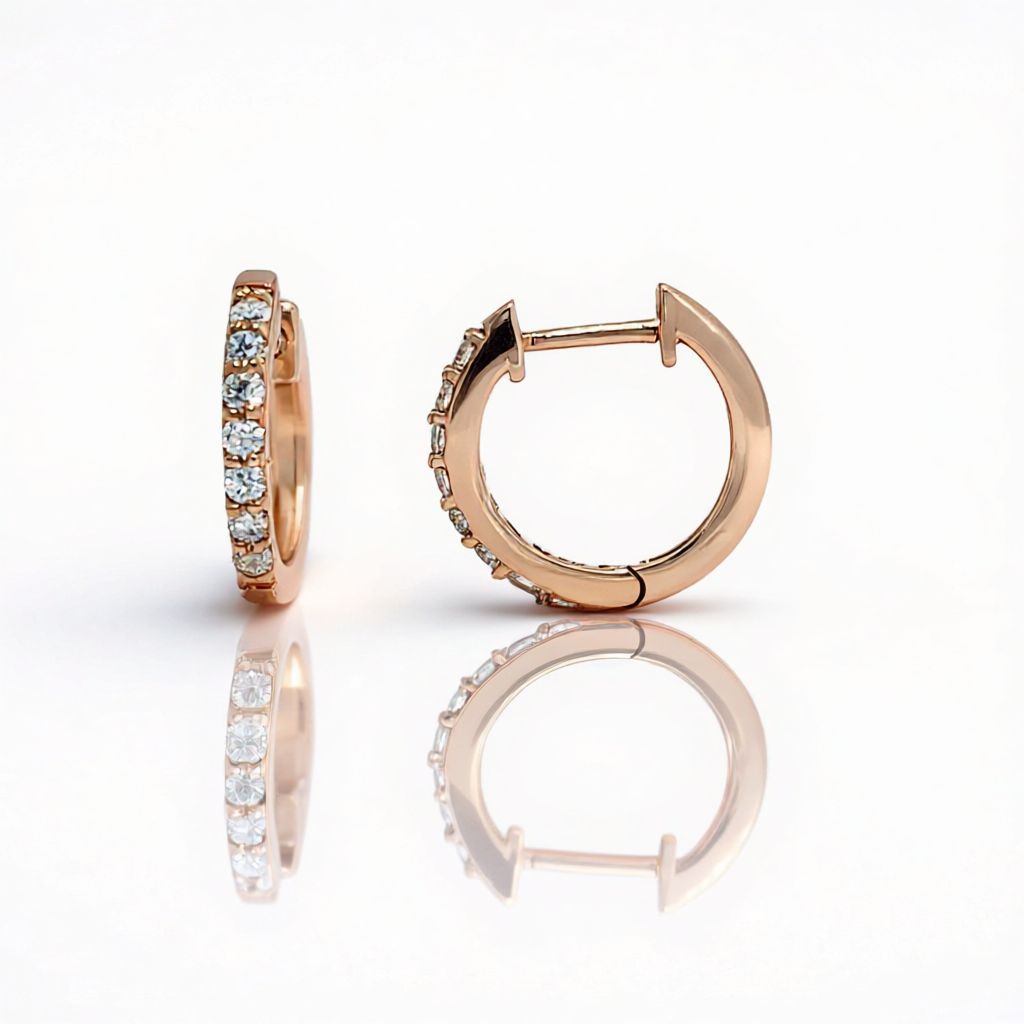 9ct Rose Gold Diamond Huggie Earrings