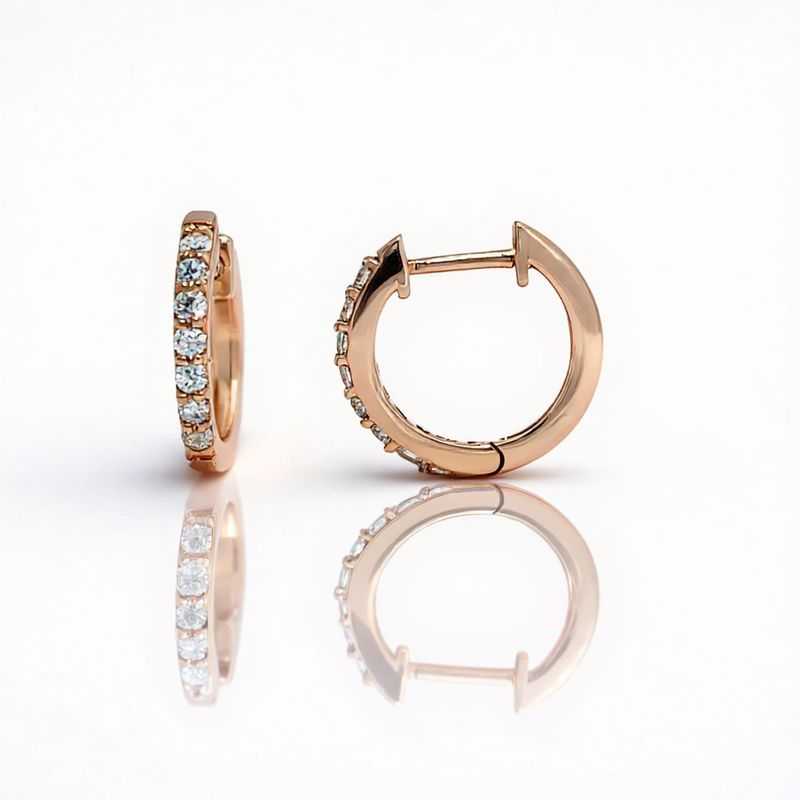 9ct Rose Gold Diamond Huggie Earrings
