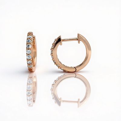 9ct Rose Gold Diamond Huggie Earrings