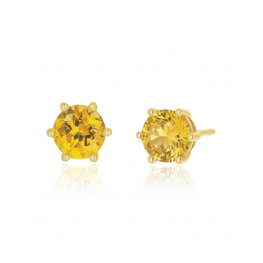 9ct Gold Natural Citrine Gemstone Earrings