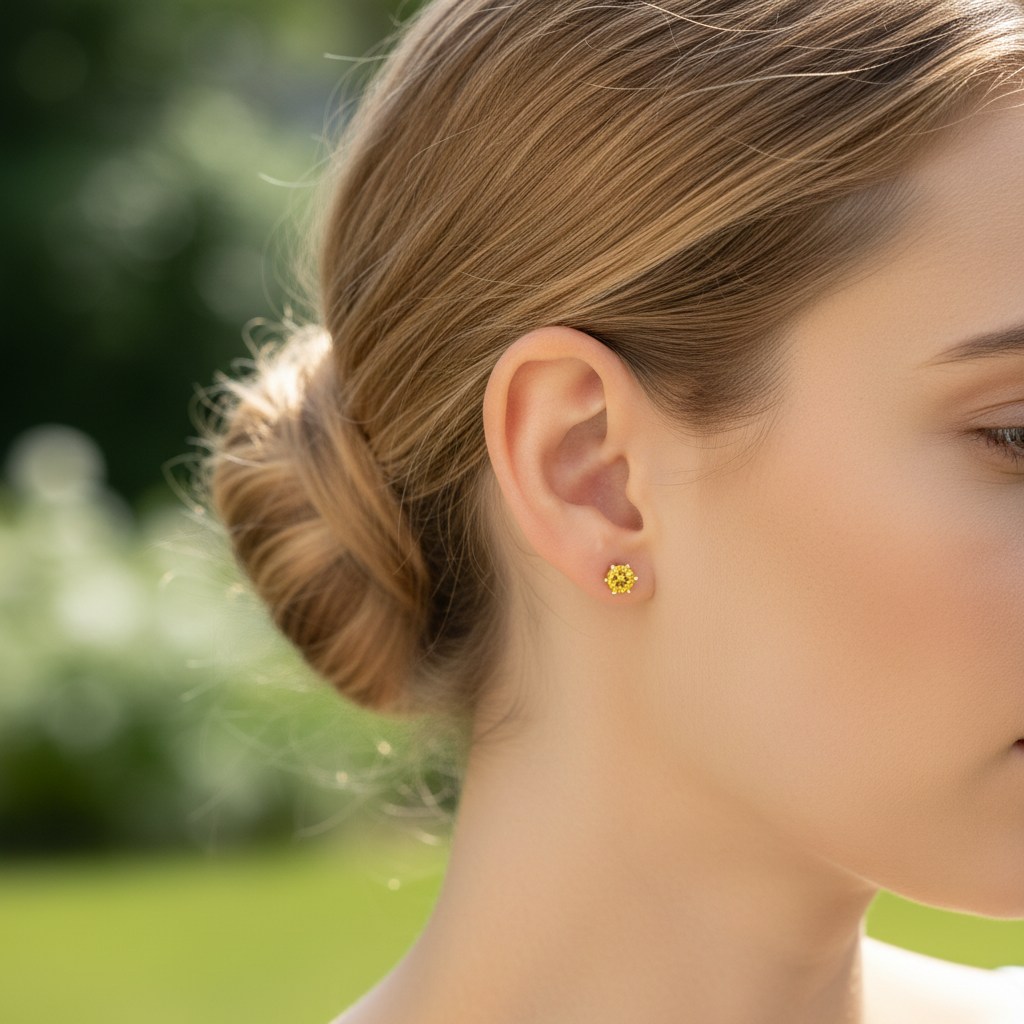 9ct Gold Natural Citrine Gemstone Earrings