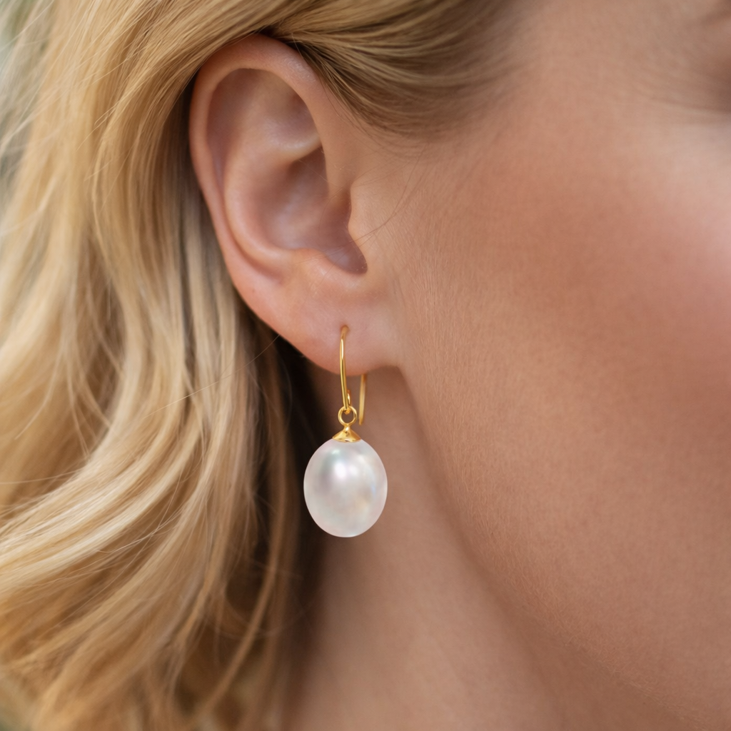 9ct Yellow Gold FWP Hook Earrings