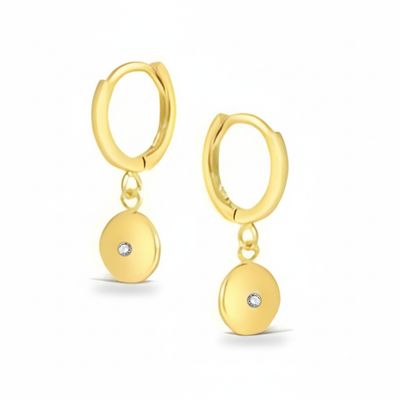 SS YGP Round CZ 12mm Huggies SS YGP Round CZ 12mm Huggies