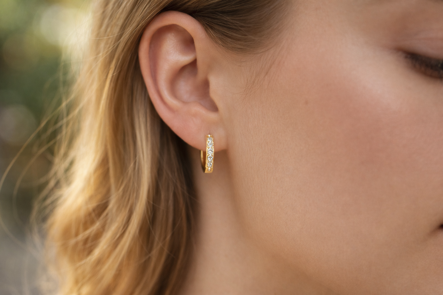 Sterling Silver YGP CZ Huggie Earrings