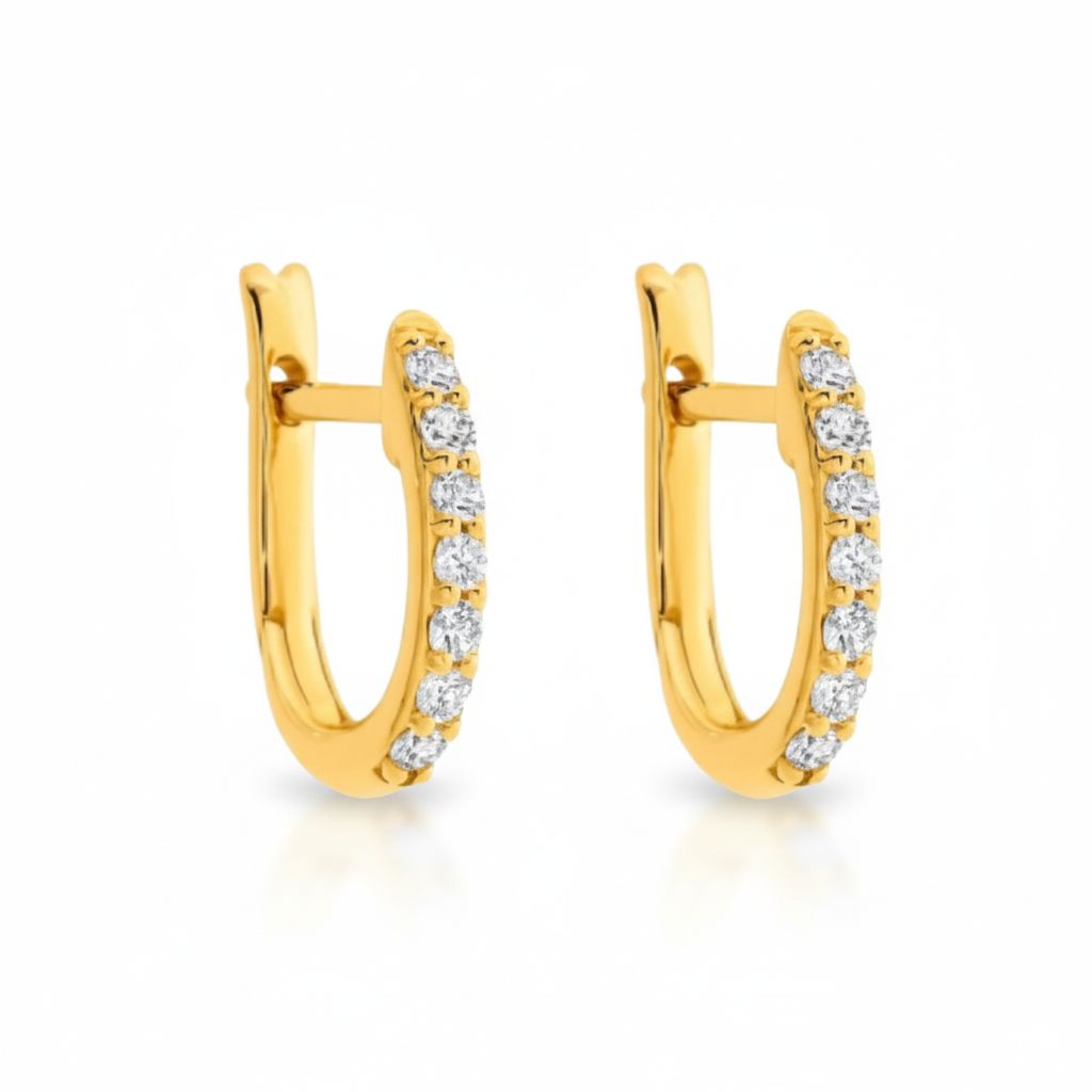 Sterling Silver YGP CZ Huggie Earrings