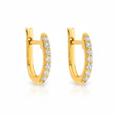 Sterling Silver YGP CZ Huggie Earrings