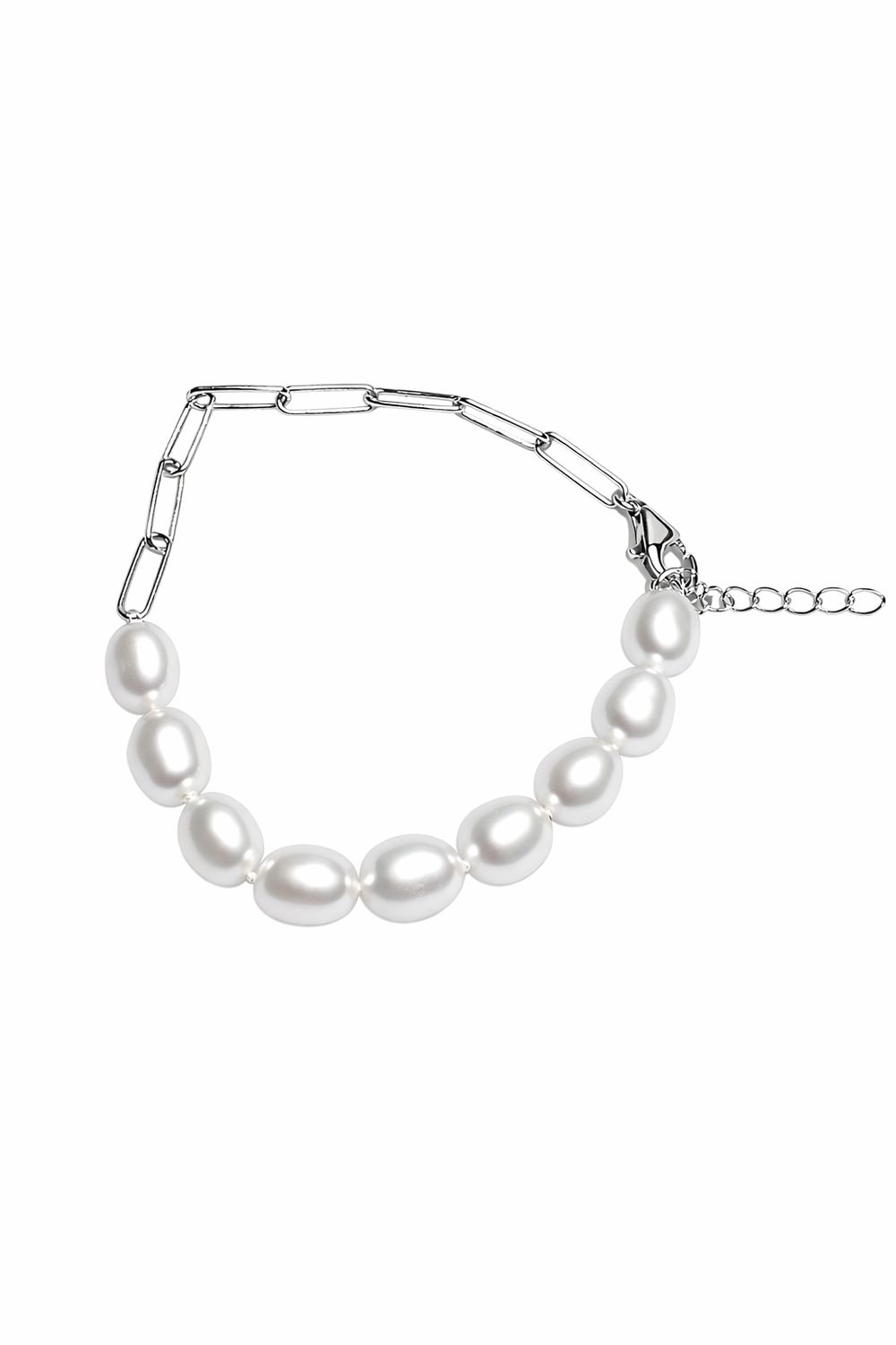 Freshwater Oval Pearl and Paper Link Bracelets