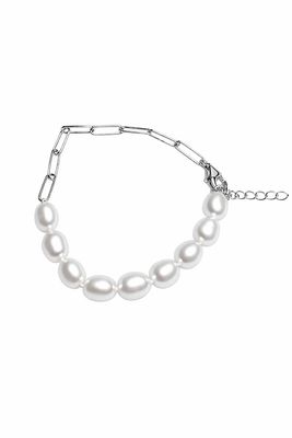 Freshwater Oval Pearl and Paper Link Bracelets
