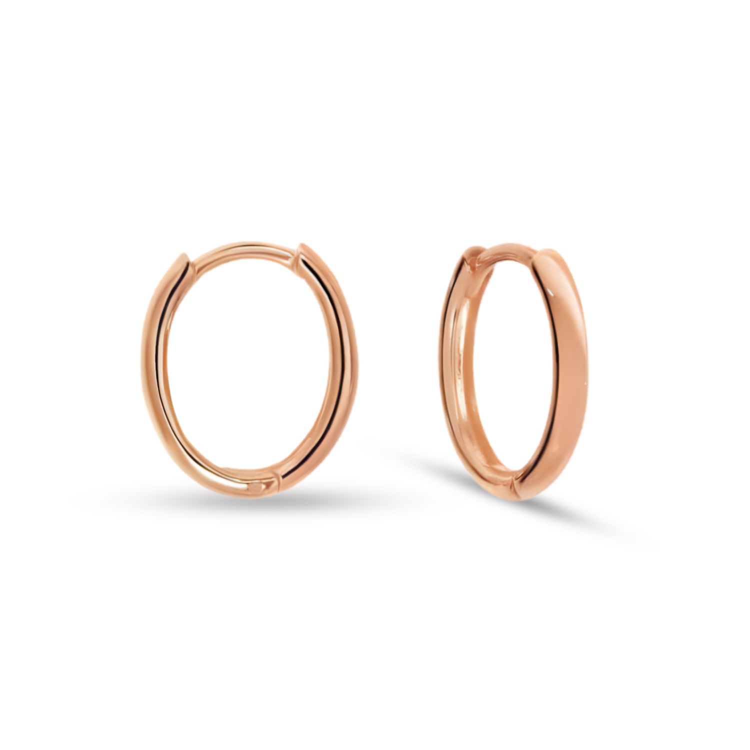 9ct Rose Gold Oval Huggie Earrings