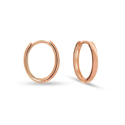 9ct Rose Gold Oval Huggie Earrings